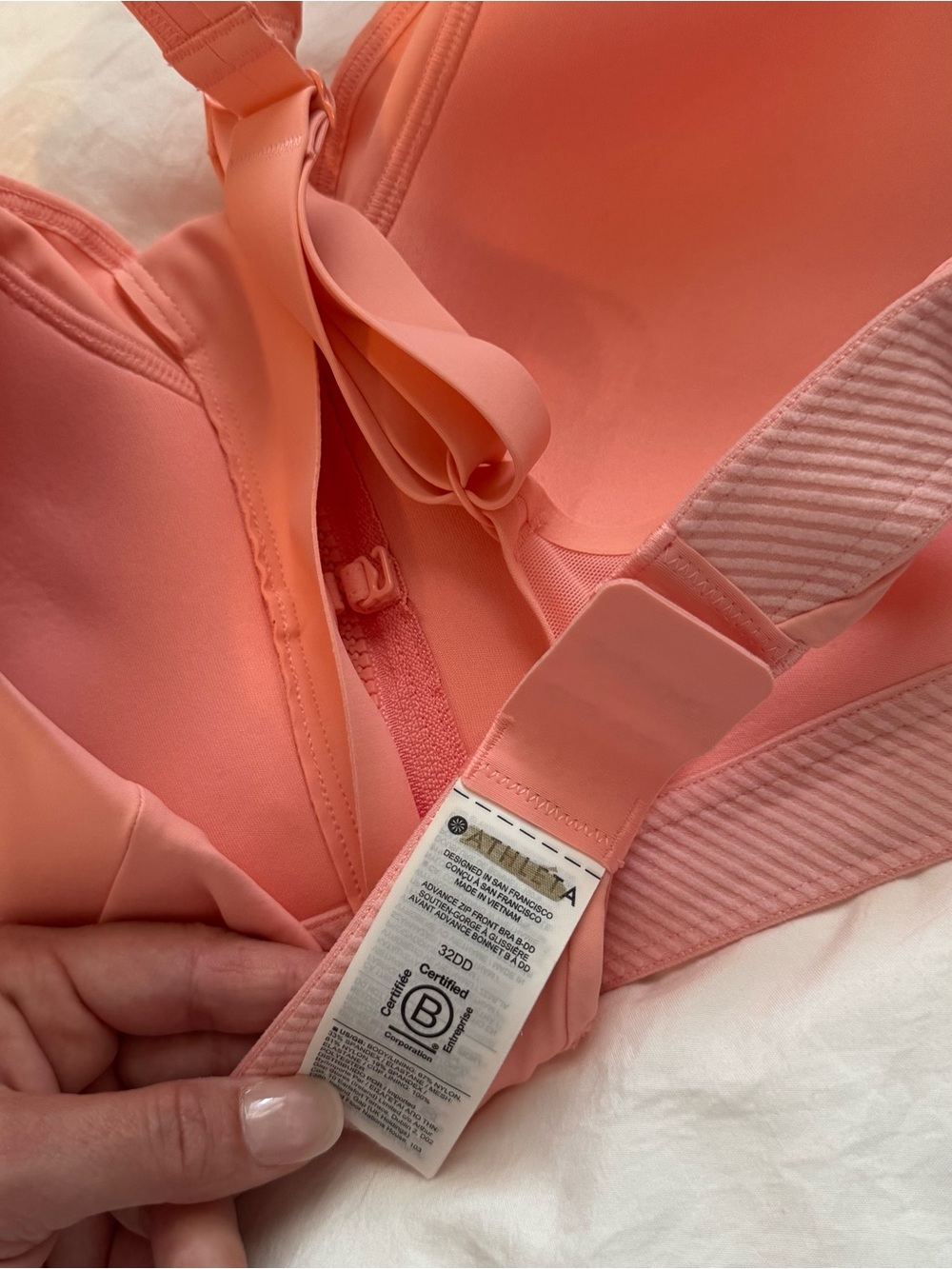NWOT! Athleta Advance Front-Zip Coral Sports Bra - Women Intimates - Picture 3 of 3
